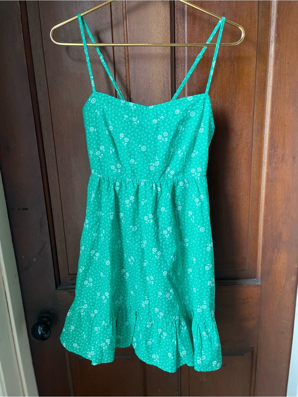 altar'd state women's medium spaghetti strap green floral dress